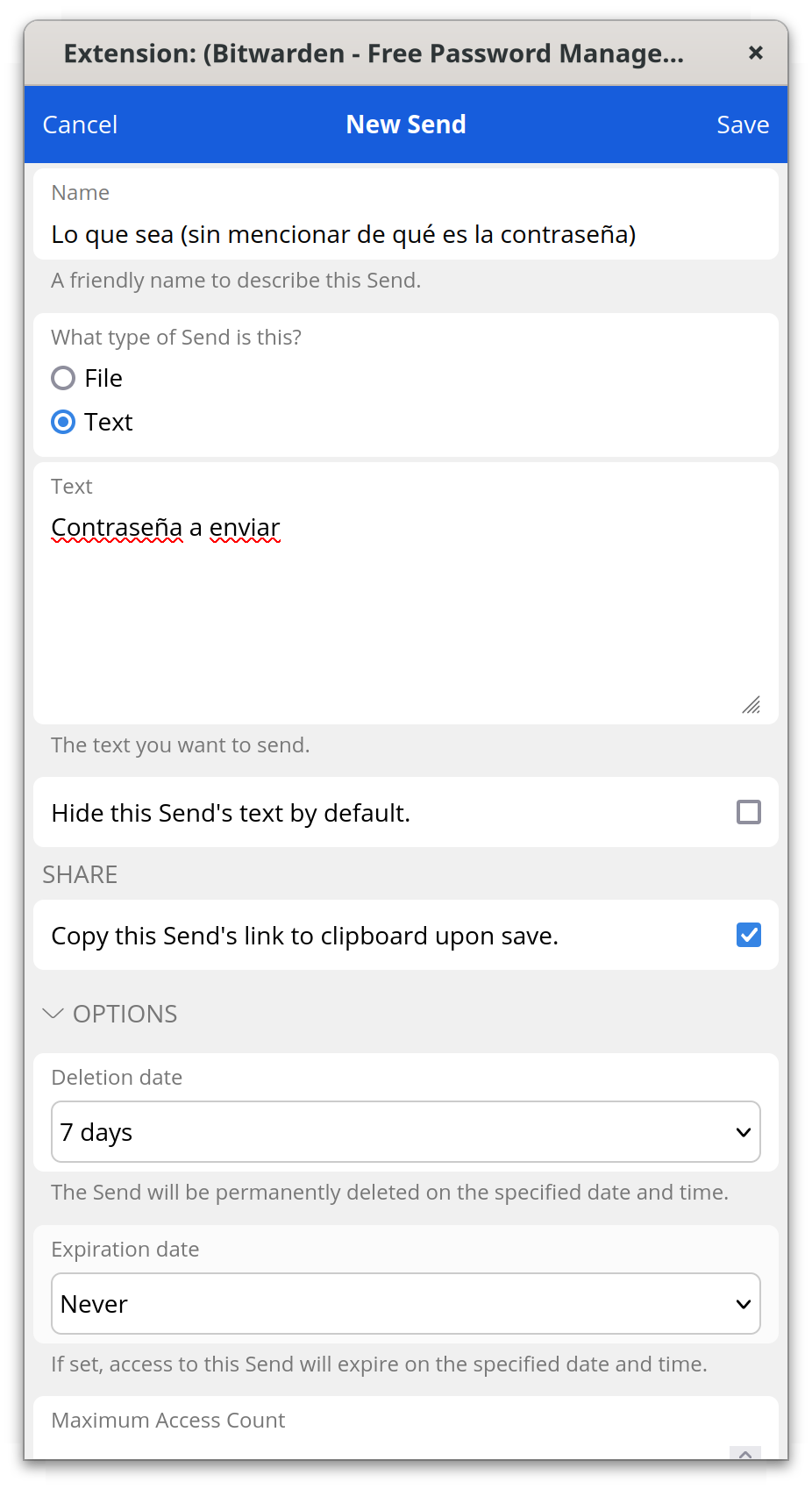 Configuración de Envío