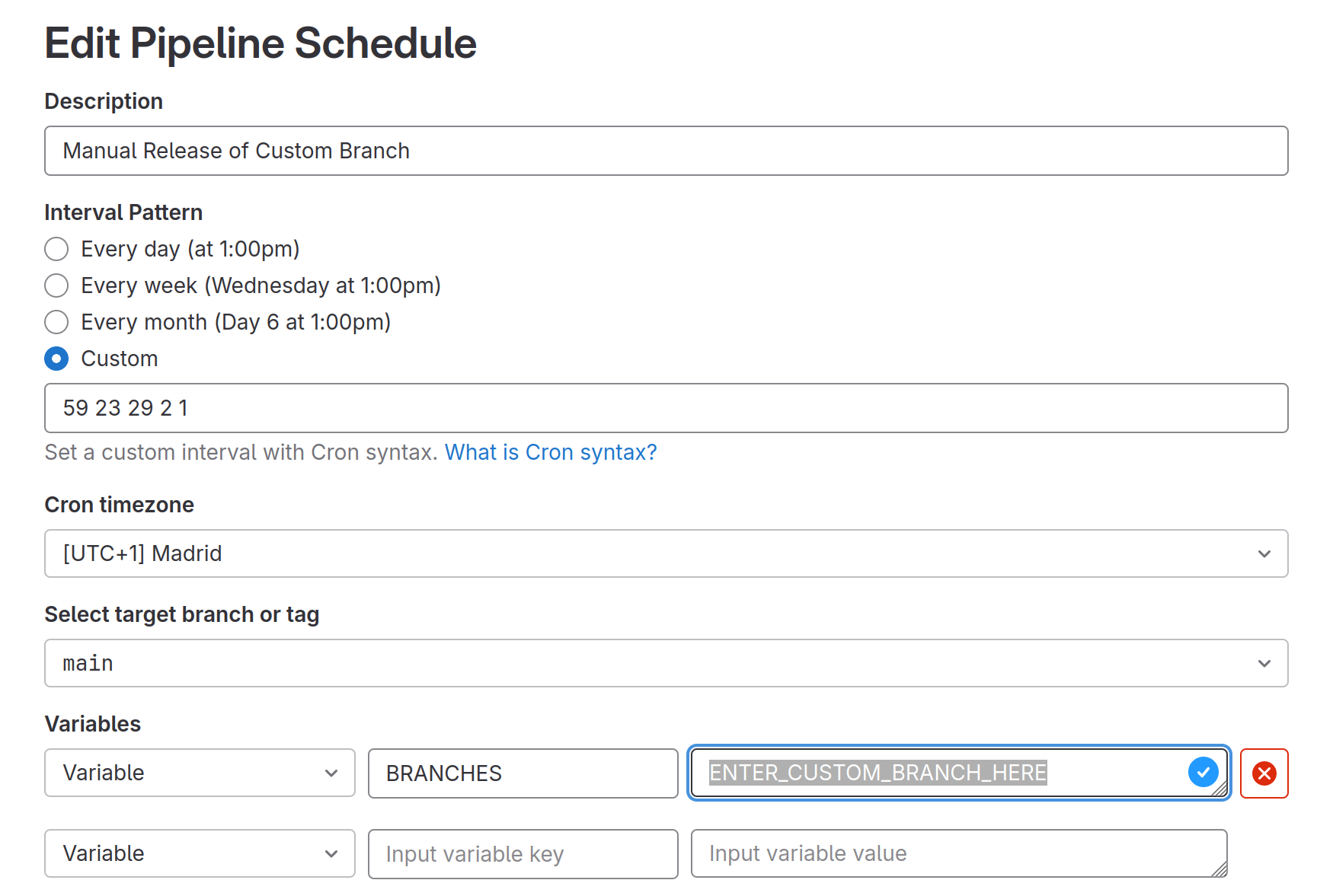 Editing manual release pipeline